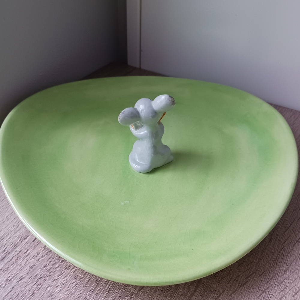π· Whimsical Vintage Ceramic Mouse Trinket Tray / Cheese Plate π π§ - Picture 7 of 14